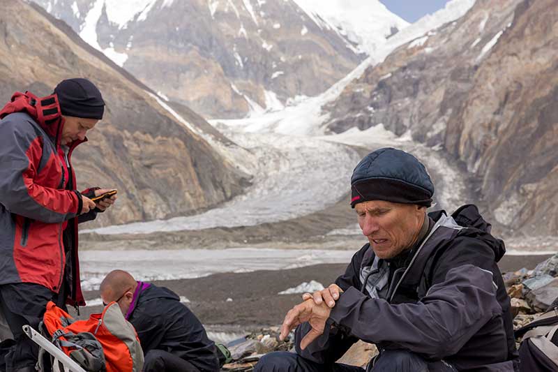 Guiding on a mountain